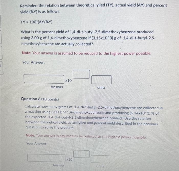  Reminder: the relation between theoretical yiled (TY), actual yield (AY) and
