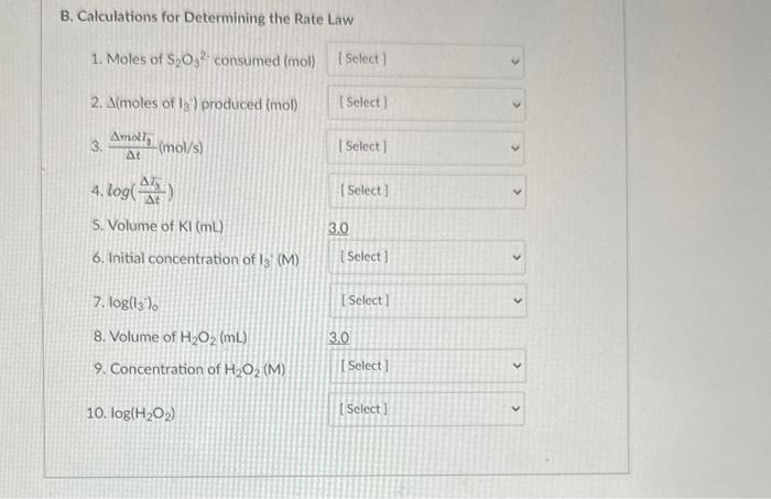 for the reaction of potassium iodide with hydrogen peroxide. The following data