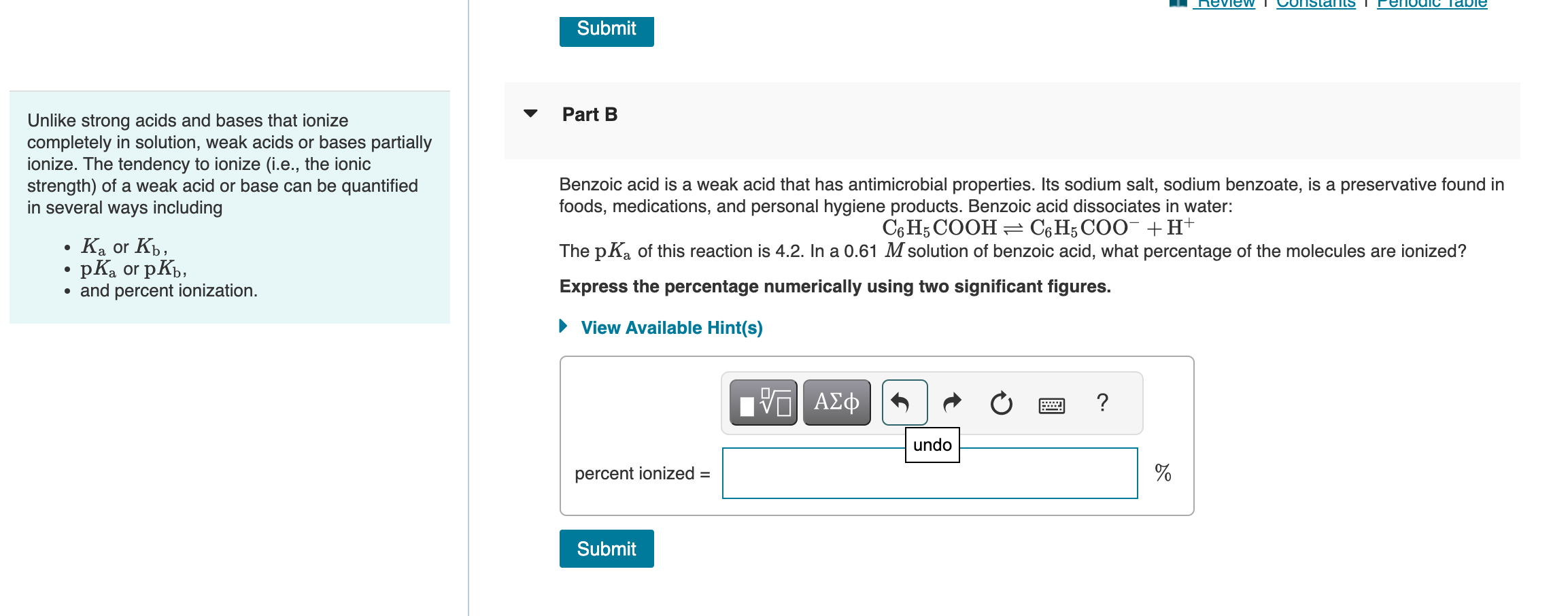 12 of 18 Part A Review I Constants I Pyridine is a