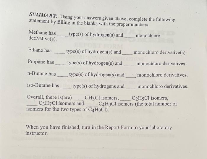  SUMMARY: Using your answers given above, complete the following statement by