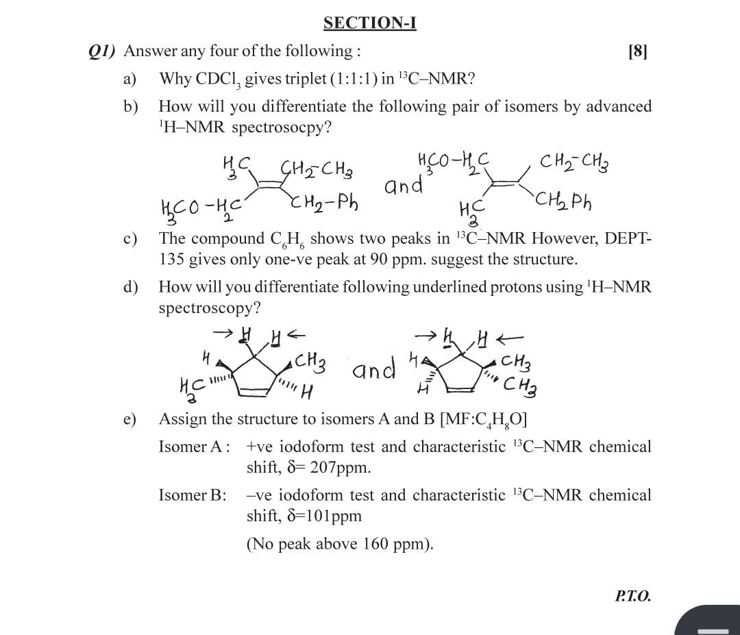  solve a to e questions SECTION-I Q1) Answer any four of