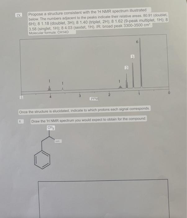  LX. Propose a structure consistent with the 'H NMR spectrum illustrated