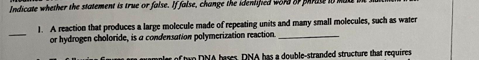  1 please Indicate whether the statement is true or false. If