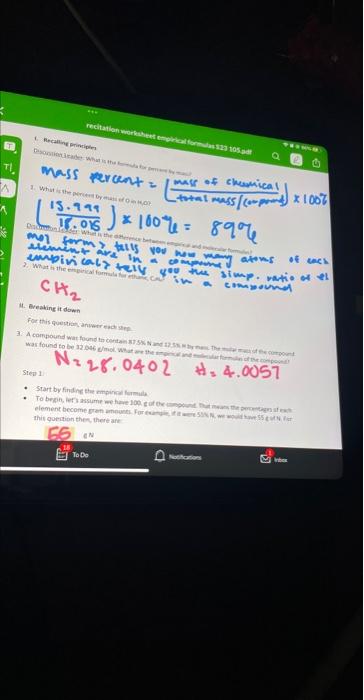i need help solving this worksheet for my chemistry class empivical? in