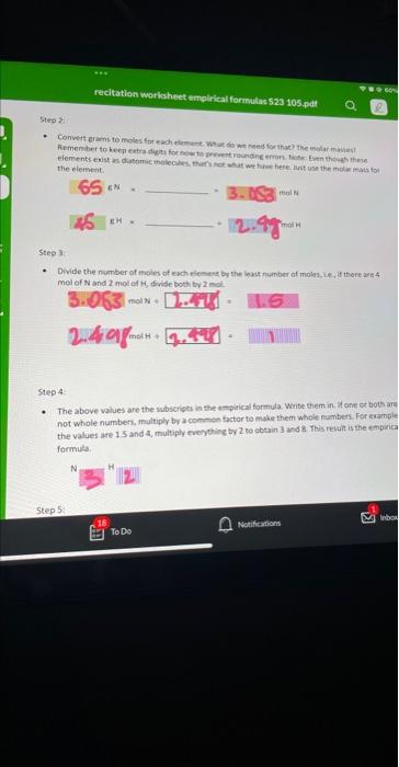 there are Step 2: - Convert grams to males for each elemente