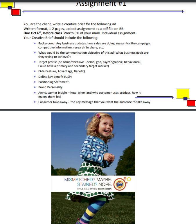 Assignment #I You are the client, write a creative brief for