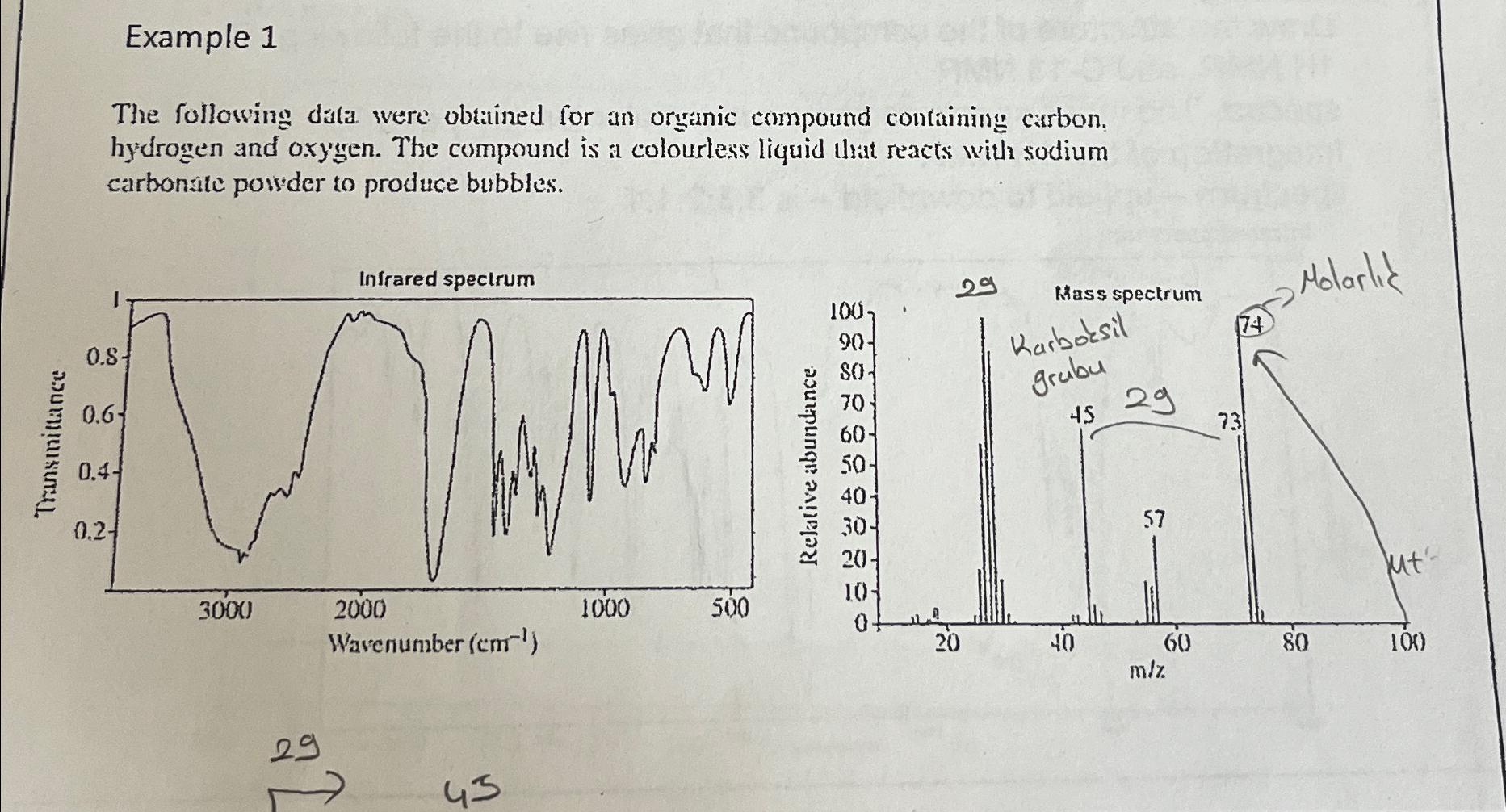  Example 1 The following data were obtained for an organic compound