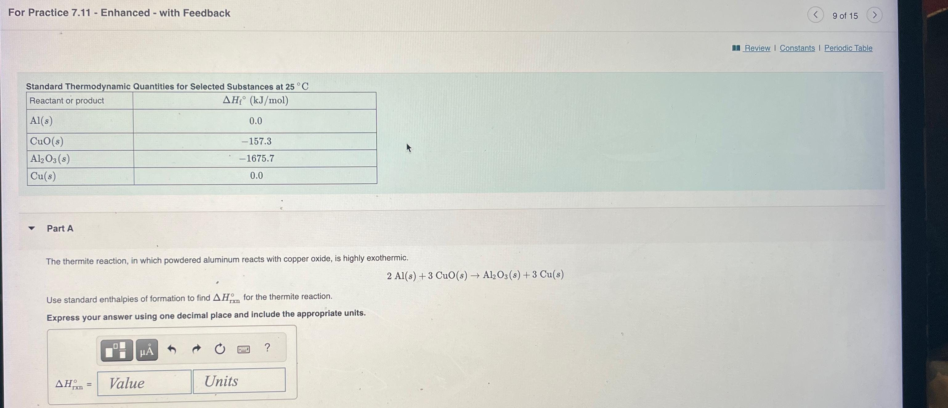  For Practice 7.11- Enhanced - with Feedback 9 of 15 Review