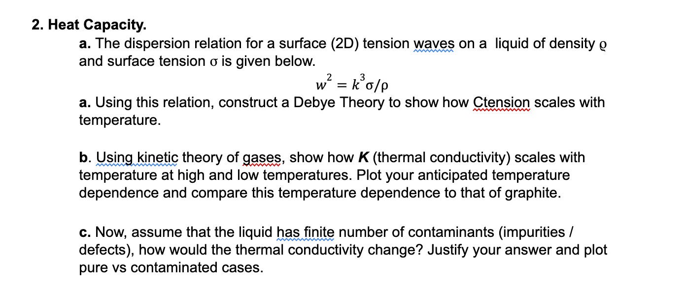  2. Heat Capacity. a. The dispersion relation for a surface (2D)