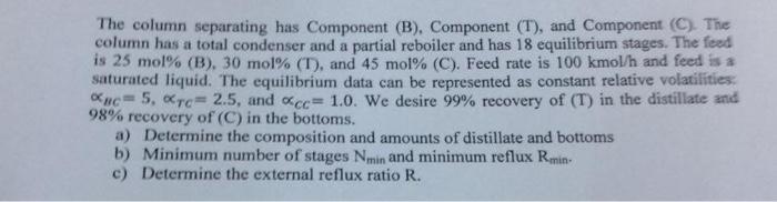  mass transfers The column separating has Component (B), Component (T), and
