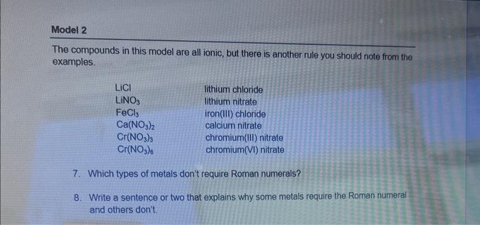 The compounds in this model are all ionic, but there is