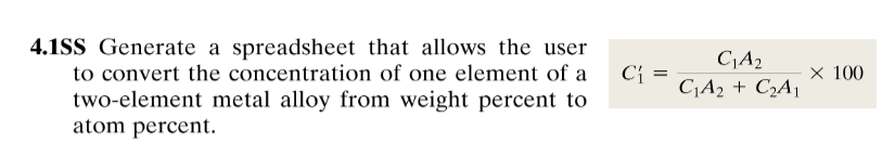 4.1SS Generate a spreadsheet that allows the user to convert the