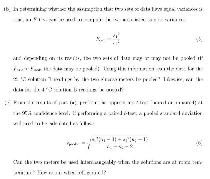 for two solutions at room temperature and one after being stored in