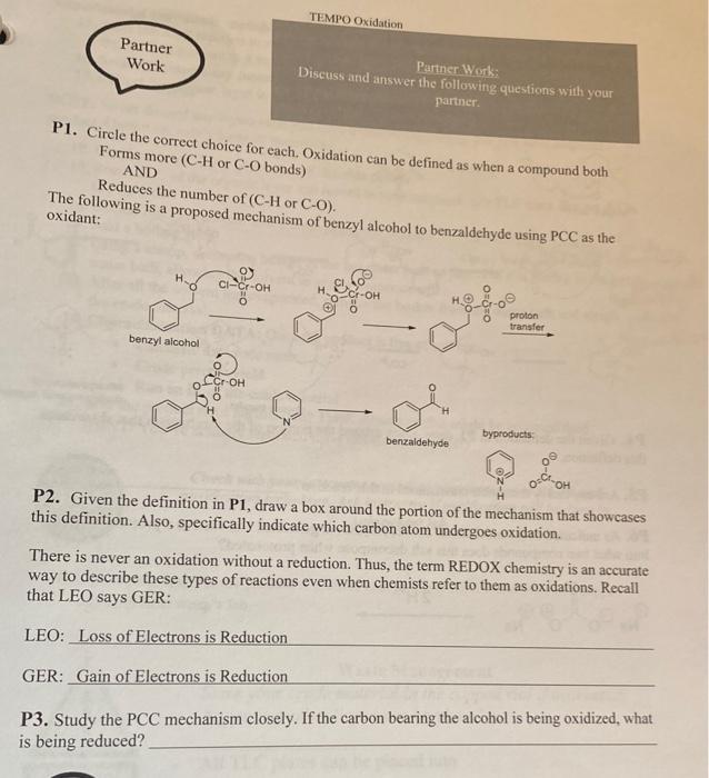  P1. Circle the correct choice for each. Oxidation can be defined
