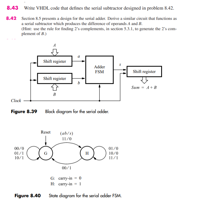 Please solve 8.43 question. 3.42 Section 8.5 presents a design for the