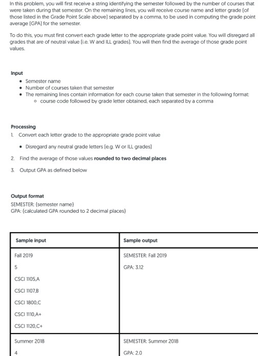 string idertitying the semester folowed by the number of coutses that wee