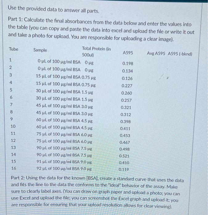 please answer :/ Use the provided data to answer all parts. Part