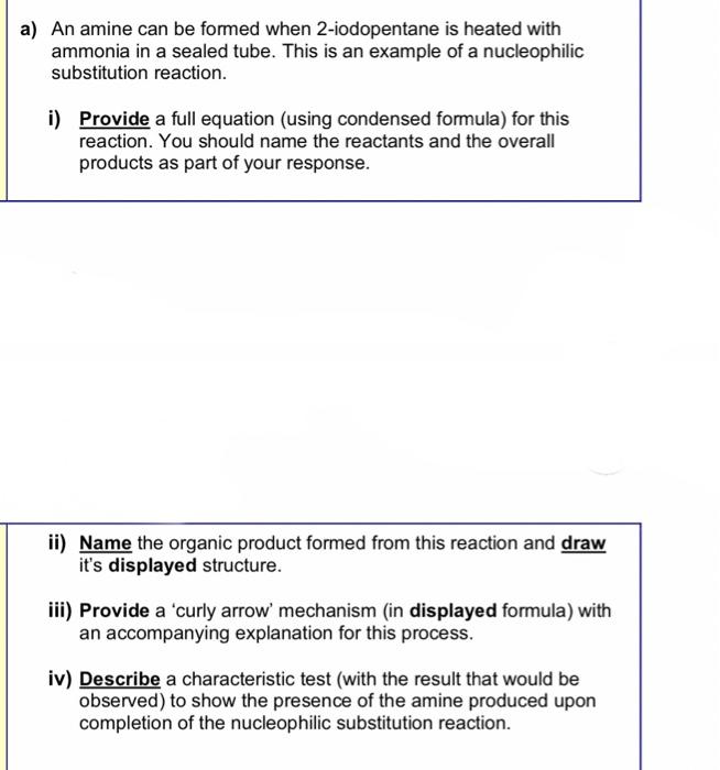 Please can someone help with a full chemical equation for part a(i),