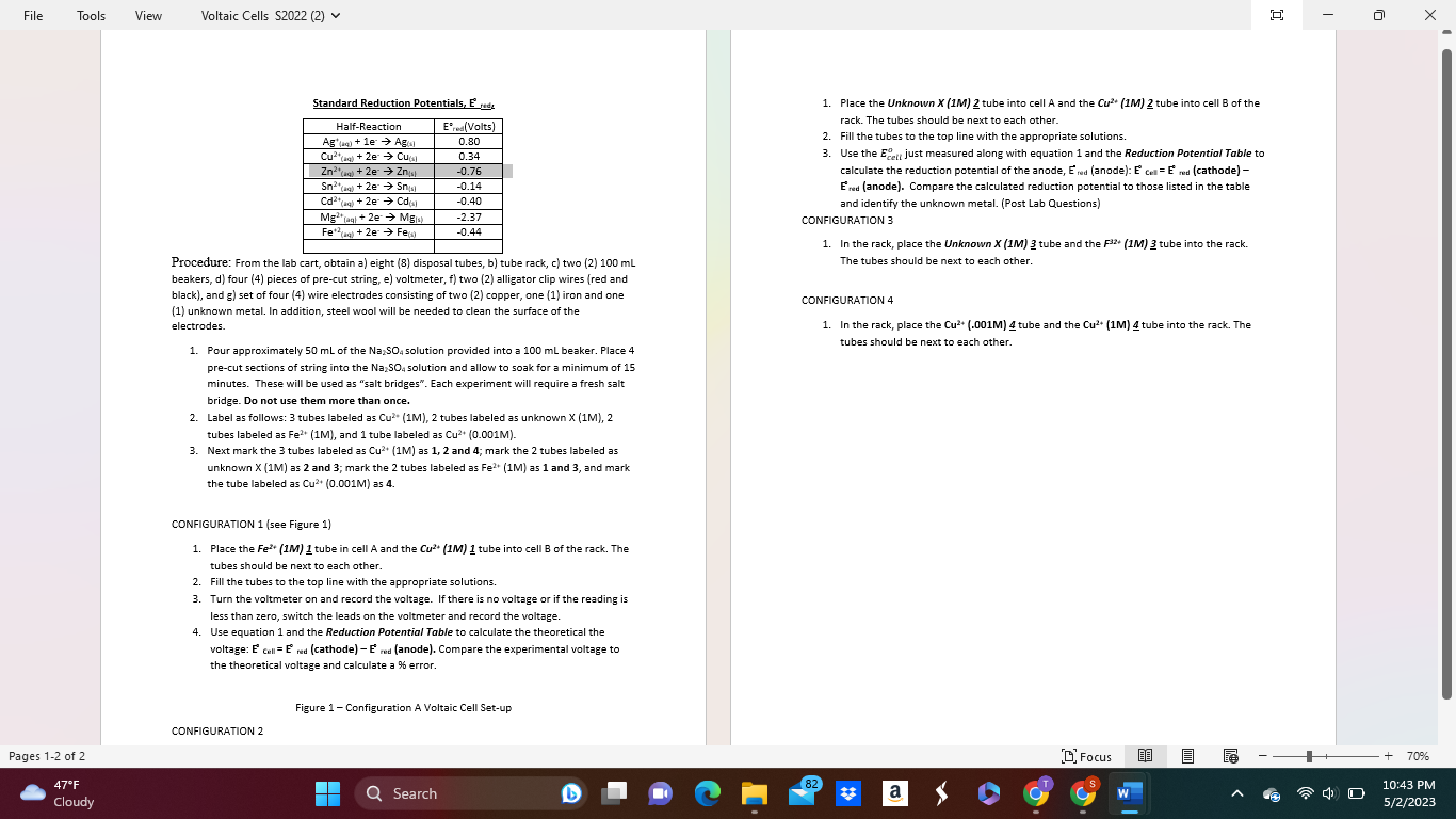 with the given procedure, please help with the incomplete data: Data Collection