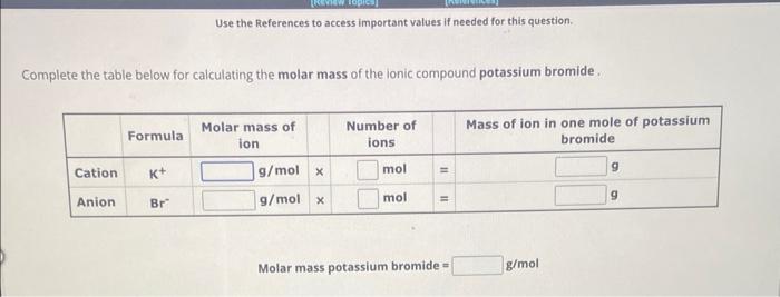  Use the References to access important values if needed for this