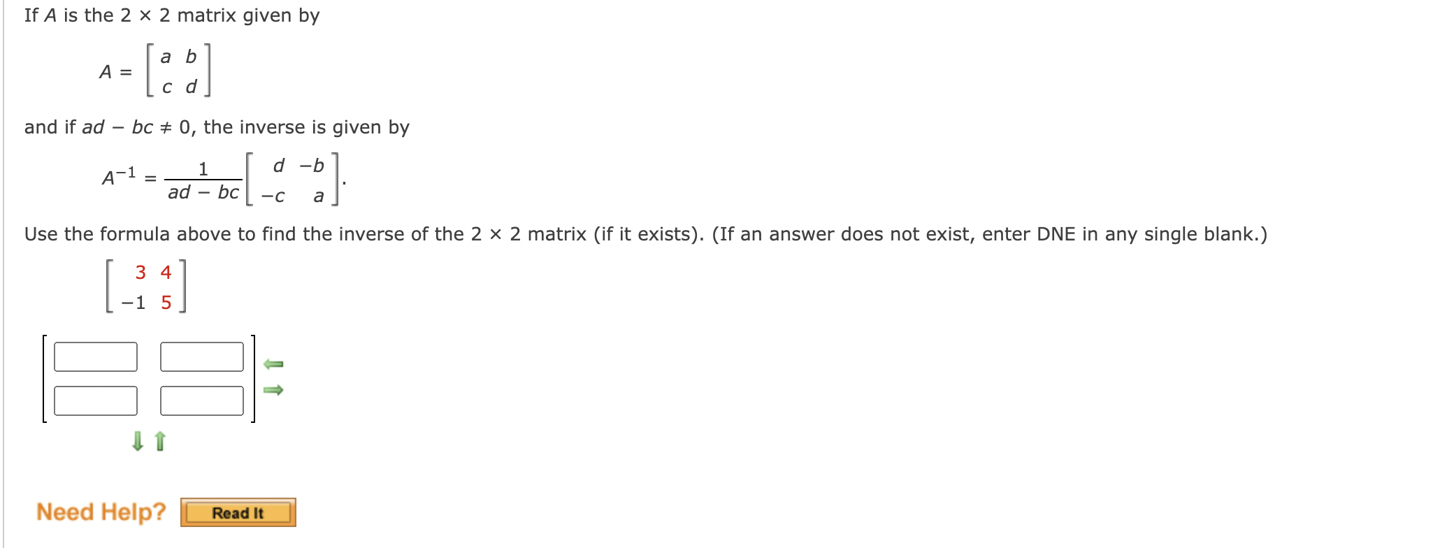  If A is the 22 matrix given by A=[abcd] and if