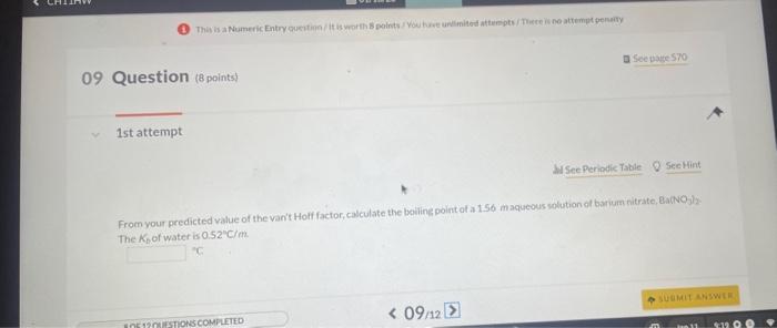 Table 8 Siective The freezing point of pure water is 0.00C How