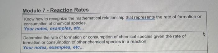 pls help thank you Module 7 - Reaction Rates Know how to