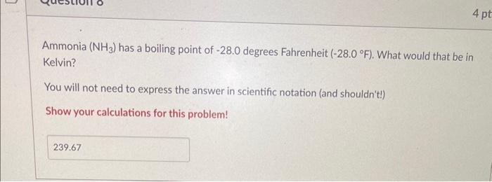 me get this answer. I need to see the calculations Ammonia (NH3)