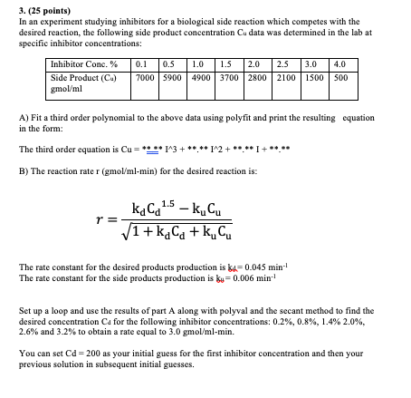  Please use MATLAB to solve this problem 3. (25 points) In
