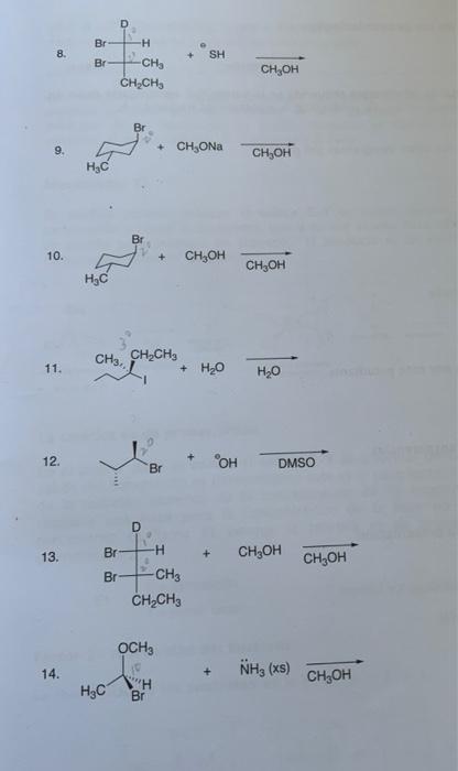 10. CH3OH 11. CH3CH2CH3+H2OH2O 12. DMSO 13. 14