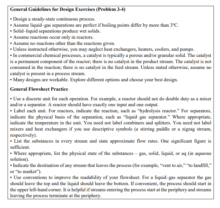  General Guidelines for Design Exercises (Problem 3-4) - Design a steady-state