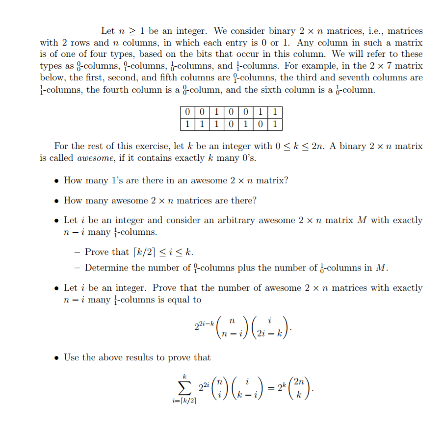  Let n > 1 be an integer. We consider binary 2