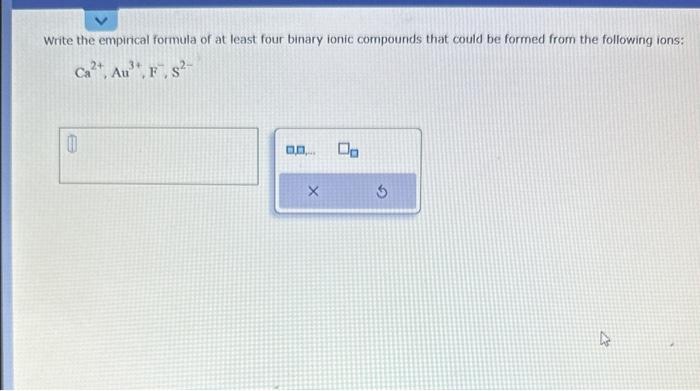 write the empirical or at least four binary ionic compounds that could