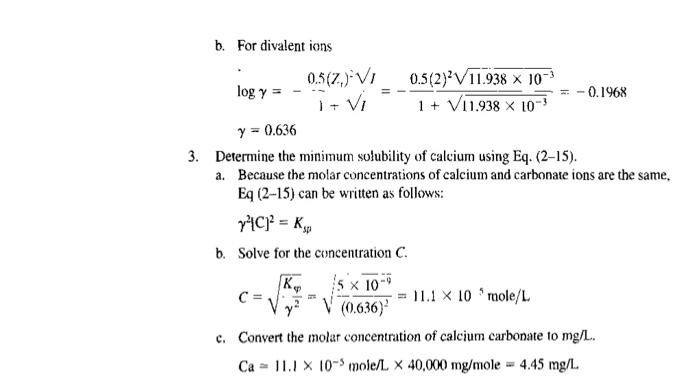 K.p - 7x109 EXAMPLE 2-3 Determine the Activity Coefficients and Solubility of