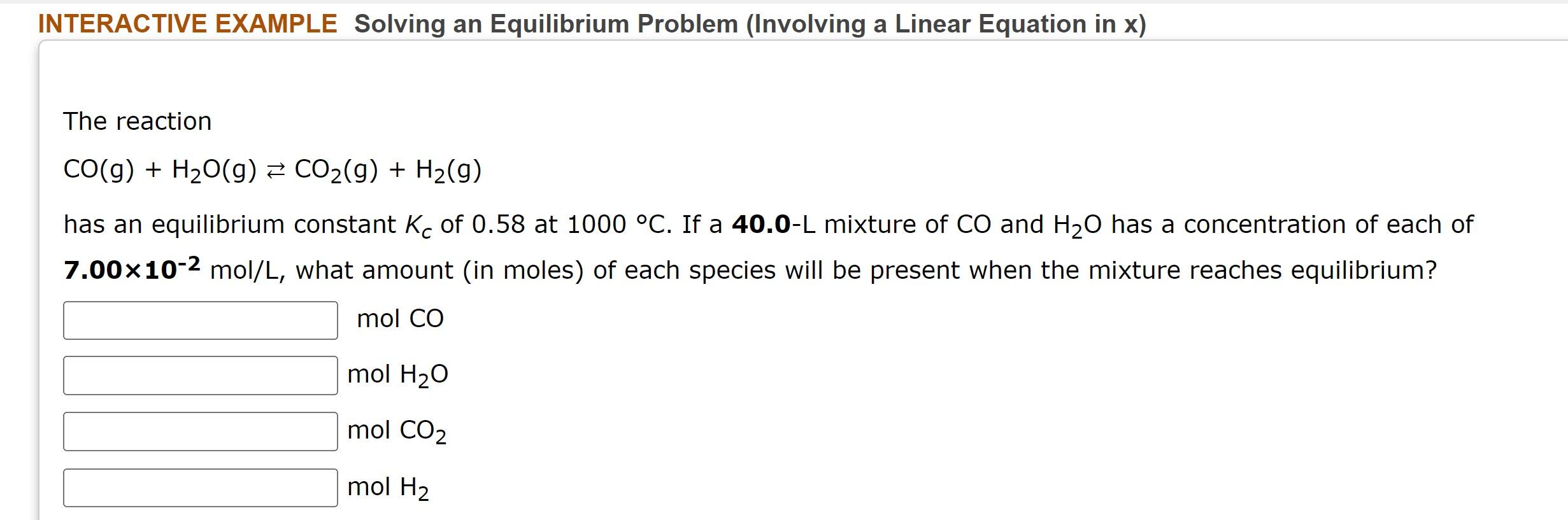  INTERACTIVE EXAMPLE Solving an Equilibrium Problem (Involving a Linear Equation in
