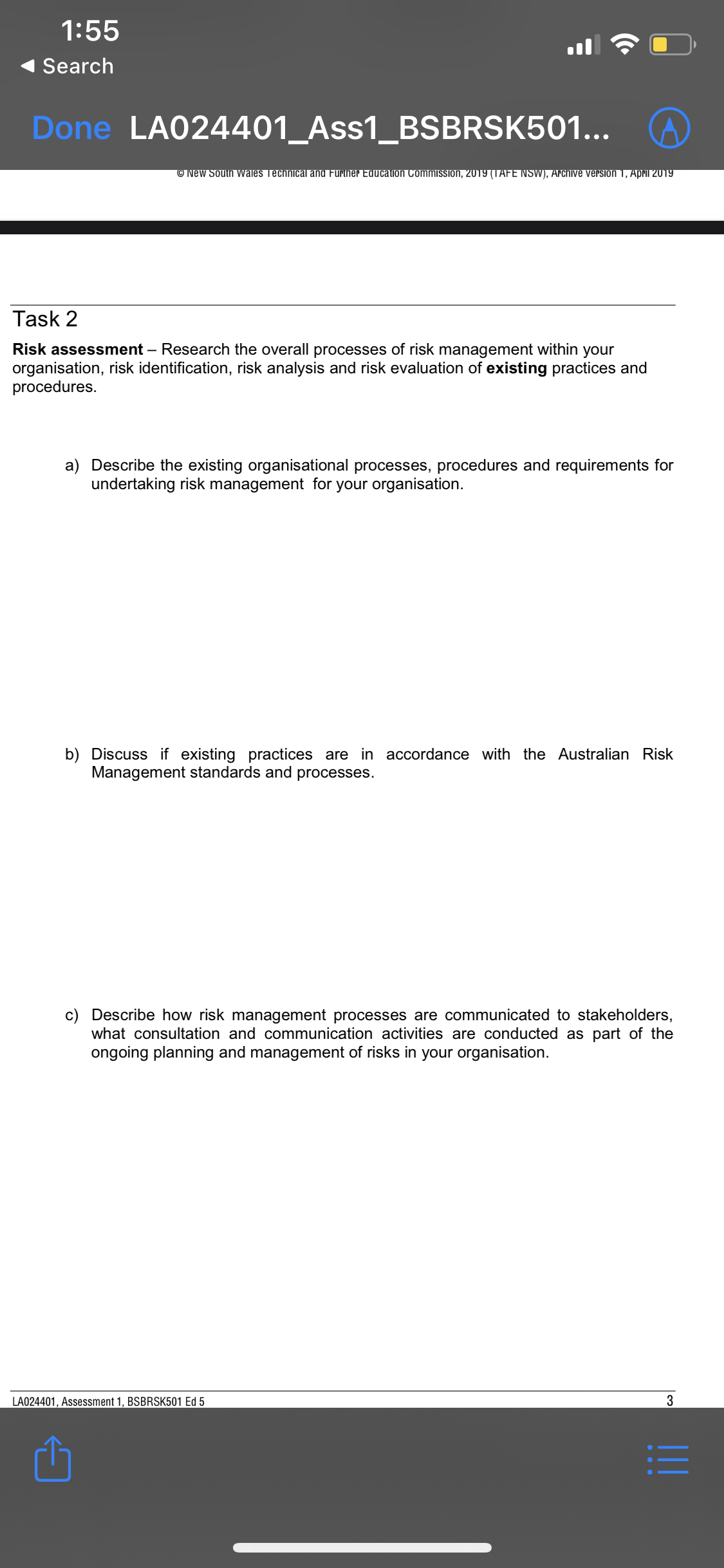 Please help with these questions Task 2 Risk assessment Research the overall