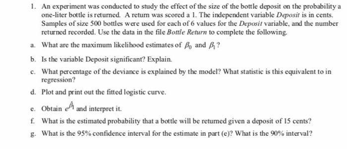 . 1. An experiment was conducted to study the effect of