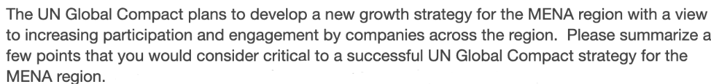  The UN Global Compact plans to develop a new growth strategy