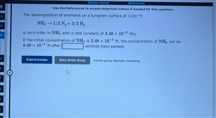 question. The gas phase decomposition of hydrogen peroxide at 400C H2O2(g)H2O(g)+1/2O2(g) is