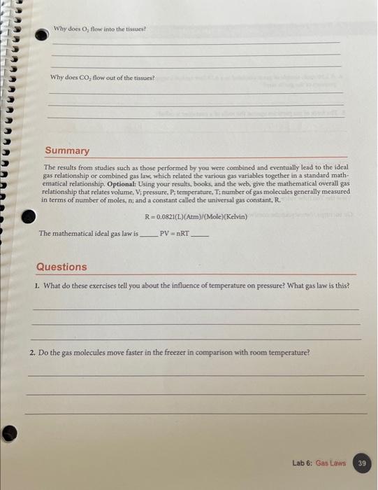  Why does O2 flow into the tissues? Why does COz flow