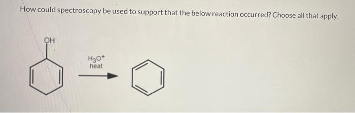  How could spectroscopy be used to support that the below reaction