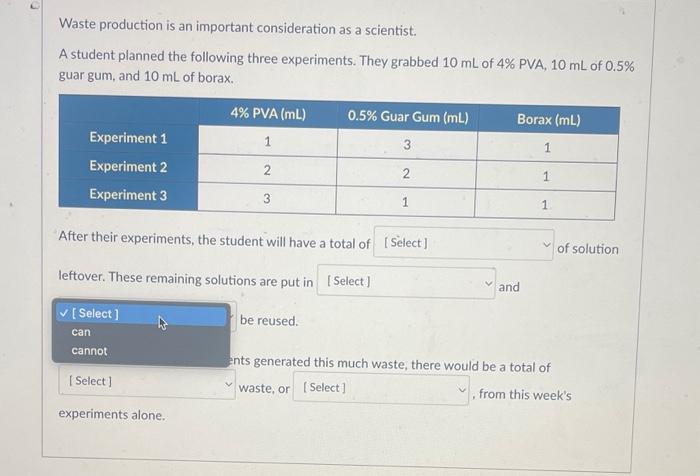 the student will have a total of of solution leftover. These remaining