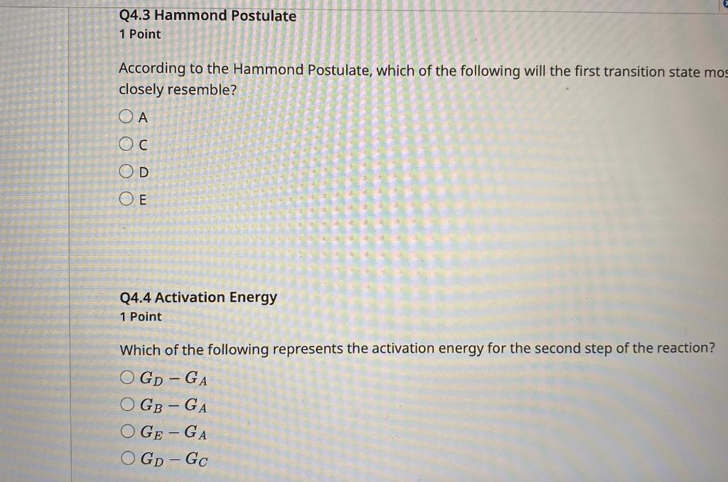 Which reaction listed below represents the slow step (rate determining step)? ACCDCEEFEG