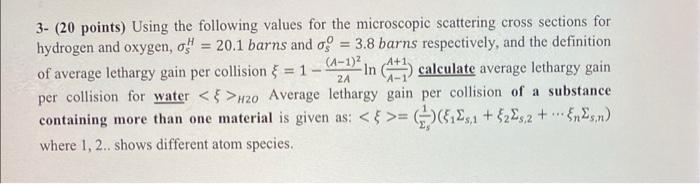  = (-1) in 2A 3- (20 points) Using the following values