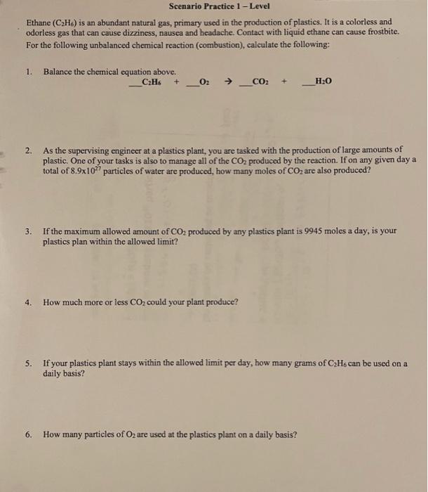 How do I solve part 5 and 6? Ethane (C2H6) is an