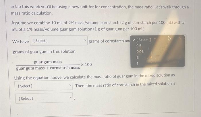 Let's walk through a mass ratio calculation. Assume we combine 10mL of