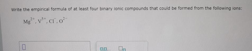  Write the empirical formula of at least four binary ionic compounds