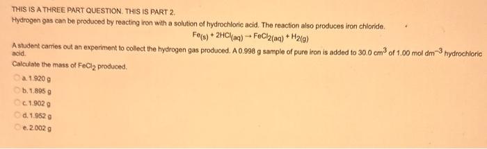  THIS IS A THREE PART QUESTION. THIS IS PART 2. Hydrogon