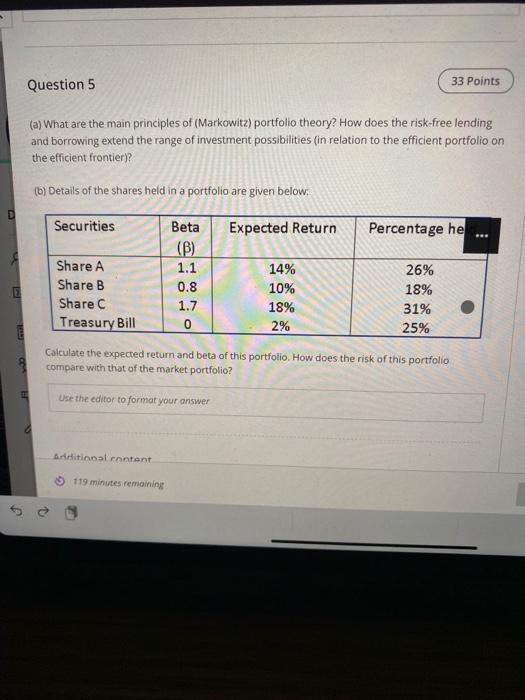  Question 5 33 Points (a) What are the main principles of