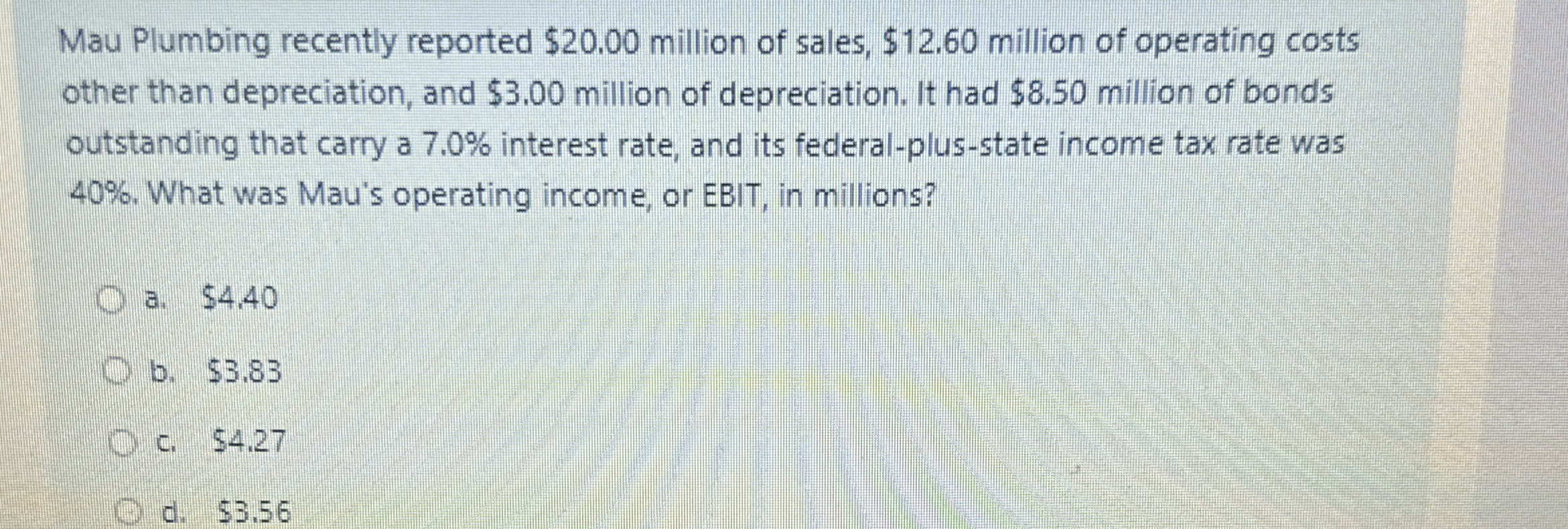  Mau Plumbing recently reported $20.00 million of sales, $12.60 million of